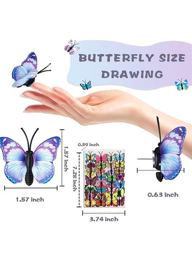 ٥٠ عبوة من دبابيس الإبهام الزخرفية - دبابيس ضغط لطيفة وملونة لتزيين جدار الصور، لوحة الفلين، لوحة الإعلانات، ديكور المنزل والمكتب، ديكورات المكاتب (فراشة) - Image 2