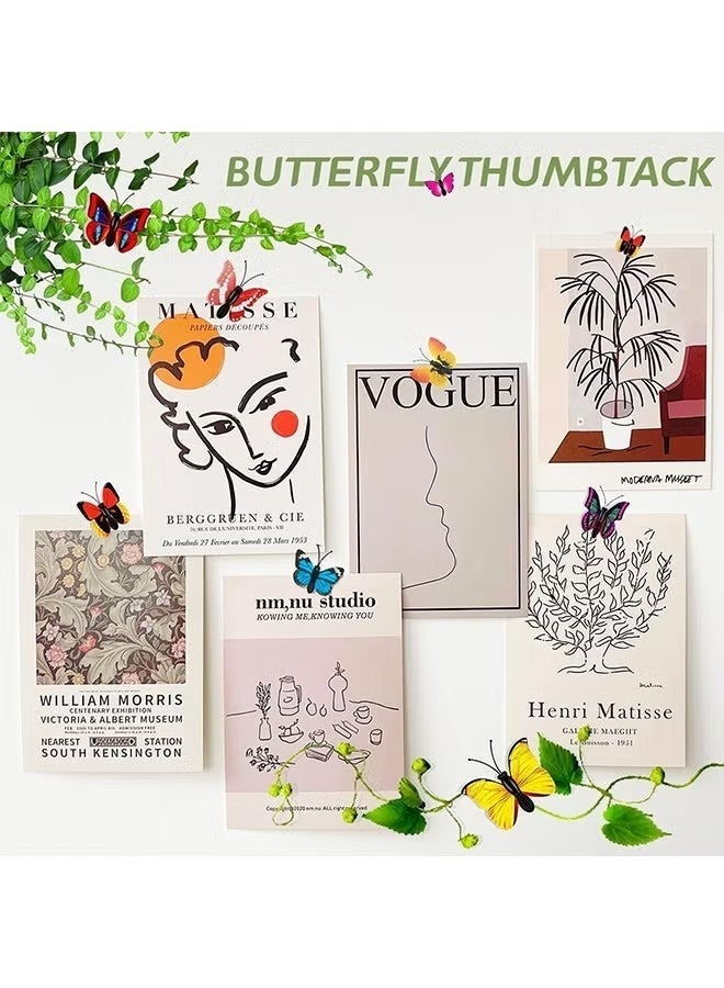 ٥٠ عبوة من دبابيس الإبهام الزخرفية - دبابيس ضغط لطيفة وملونة لتزيين جدار الصور، لوحة الفلين، لوحة الإعلانات، ديكور المنزل والمكتب، ديكورات المكاتب (فراشة) - Image 3