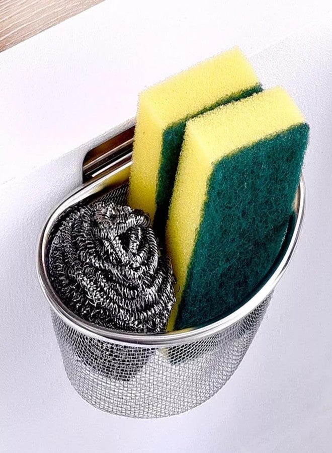 CARTIFY Small Steel Kitchen Sink Drainer Basket Multifunctional Kitchen Storage Shelf Rack for Home, wash Basin Sink Drainer Basket Wall-Mounted No Drilling Stainless Steel (Pack of 1) - Image 4