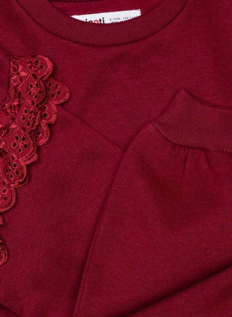 MINOTI Girls' Long Sleeve Sweatshirt with Lace Shoulder Detail - Image 3