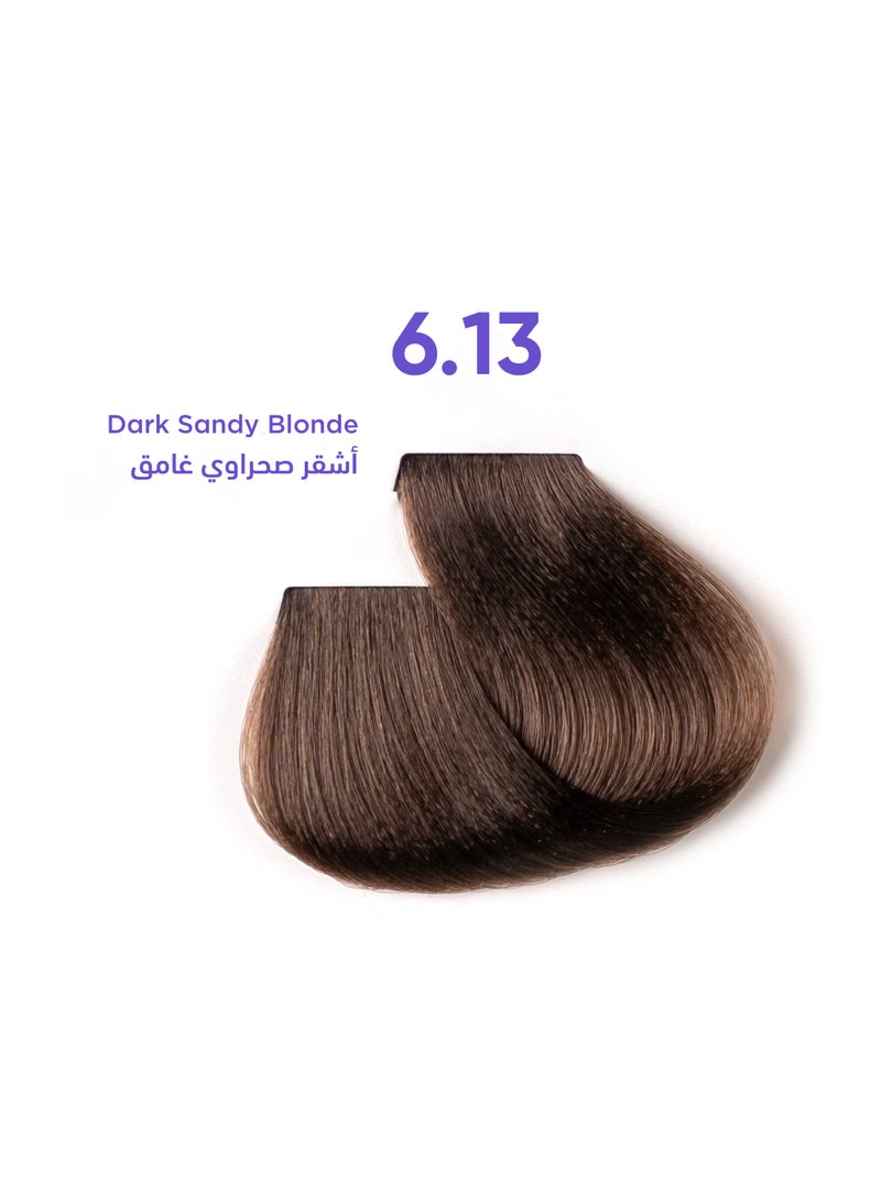 1B Hair Color Cream #6.13 Dark Sandy Blonde – Permanent Natural Beige Blonde Hair Dye with Tyrosine Complex | 100ml | Soft Golden-Ash Tone | Long-Lasting Shine & Balance for Medium Blonde Hair - Image 1
