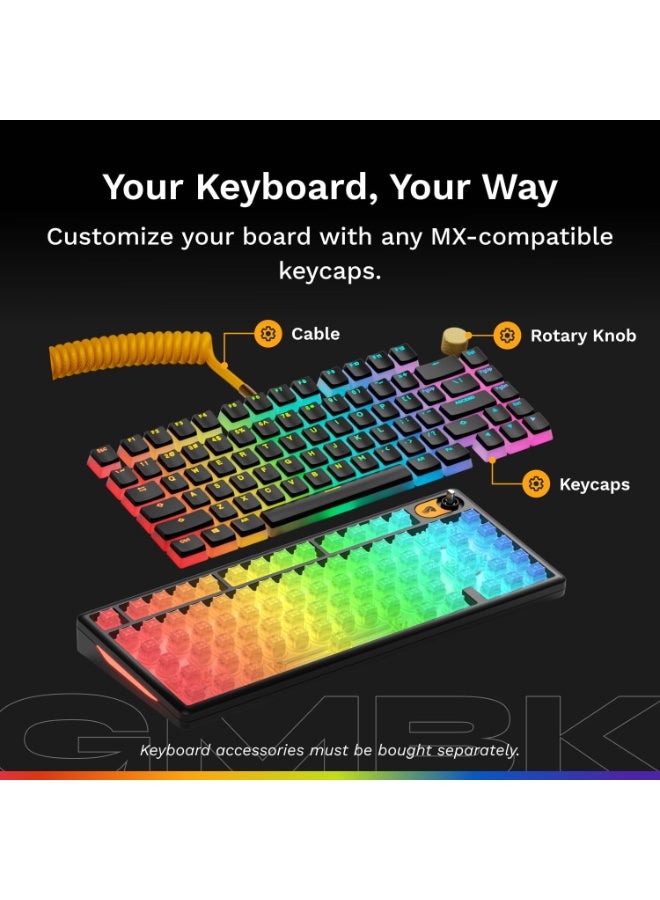 Glorious Gaming Keyboard GMBK 75% - Swappable MX-Compatible Keycaps, Detachable USB Cable - IP57 Waterproof and Dust Resistant - 10-Zone RGB Lighting - Quiet Gaming Switches - 321mm x 137mm x 41mm - Image 3