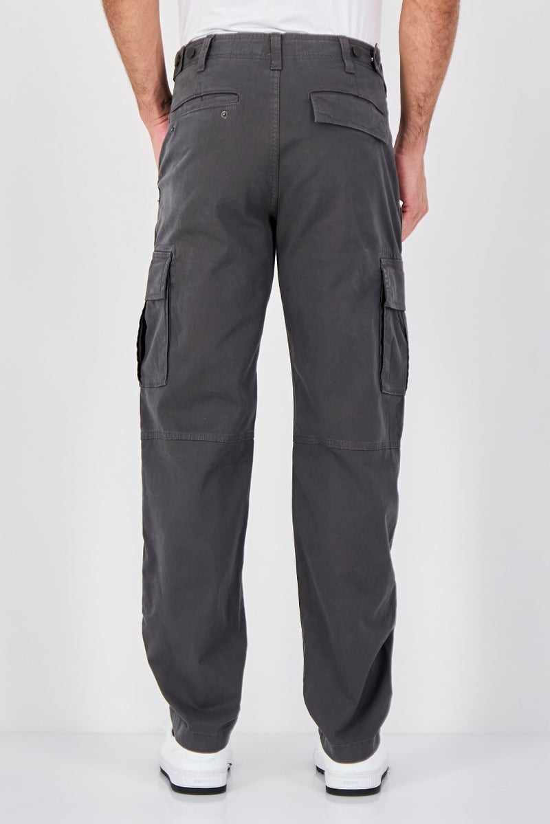 Celio Men Regular Fit Solid Cargo Pants, Grey - Image 4