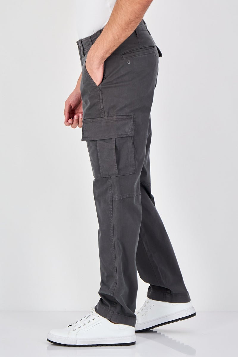 Celio Men Regular Fit Solid Cargo Pants, Grey - Image 2