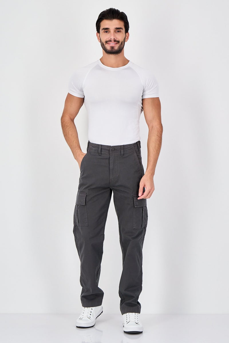 Celio Men Regular Fit Solid Cargo Pants, Grey - Image 3