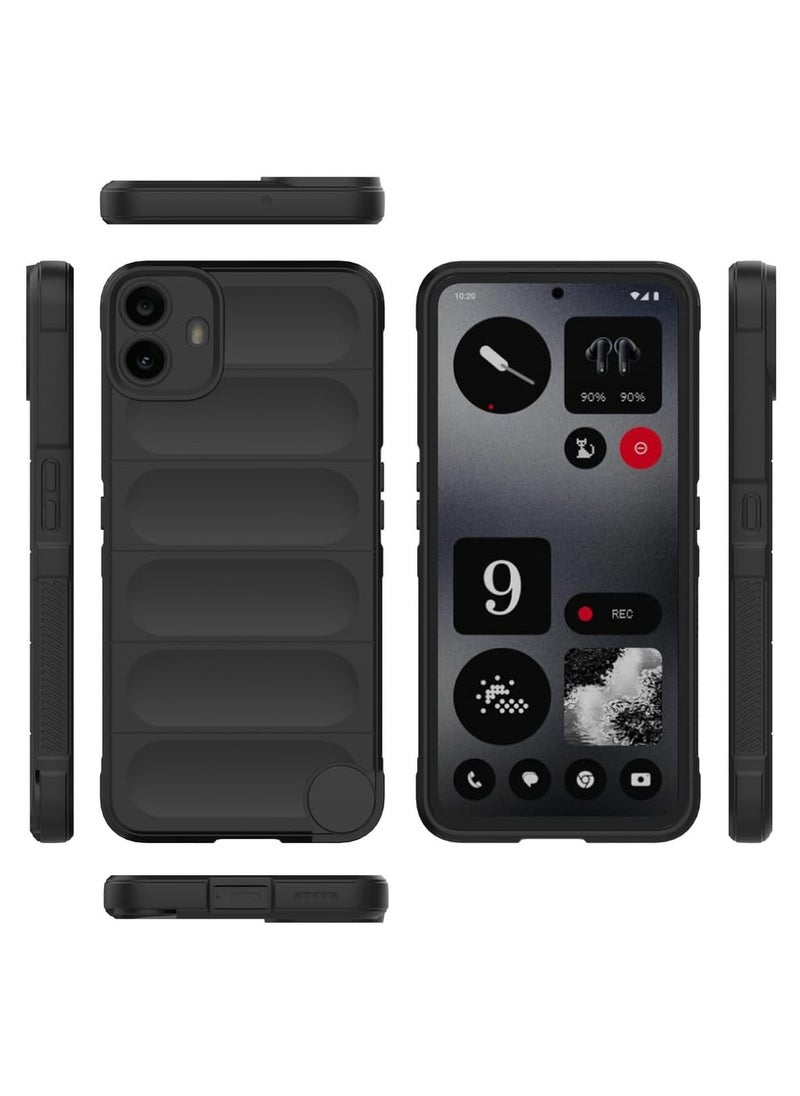 for Nothing CMF Phone 1 / cmf by NOTHING Phone 1 Case, Heavy Duty 3D Striped Pattern Sensory Soft Silicone Full Portection Shockproof Phone Case for Nothing CMF Phone 1 / cmf by NOTHING Phone 1, Black