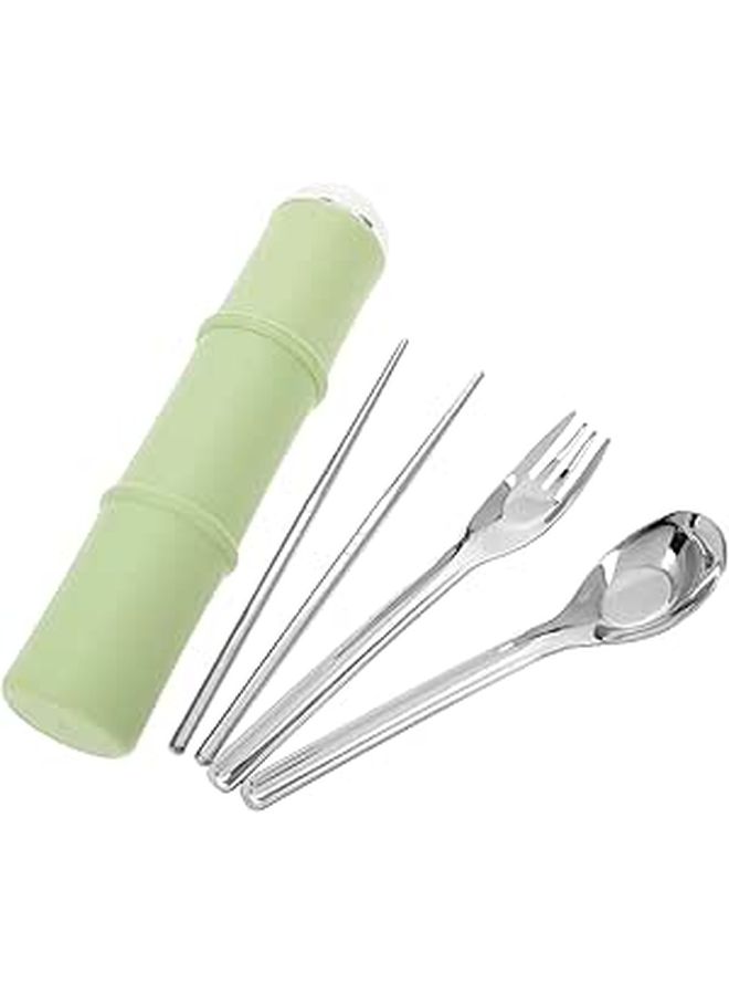 Stainless Steel Travel Cutlery Set 4pcs Reusable Fork Spoon for Outdoor Picnic - Image 1