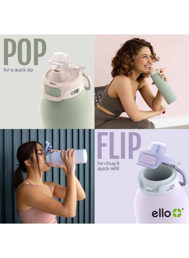 Ello Pop & Fill 32oz Stainless Steel Water Bottle with Quick Fill Technology, Double Walled and Vacuum Insulated Metal, Leak Proof Locking Lid, Sip and Chug, Reusable, BPA Free, Cherry Breeze - Image 4