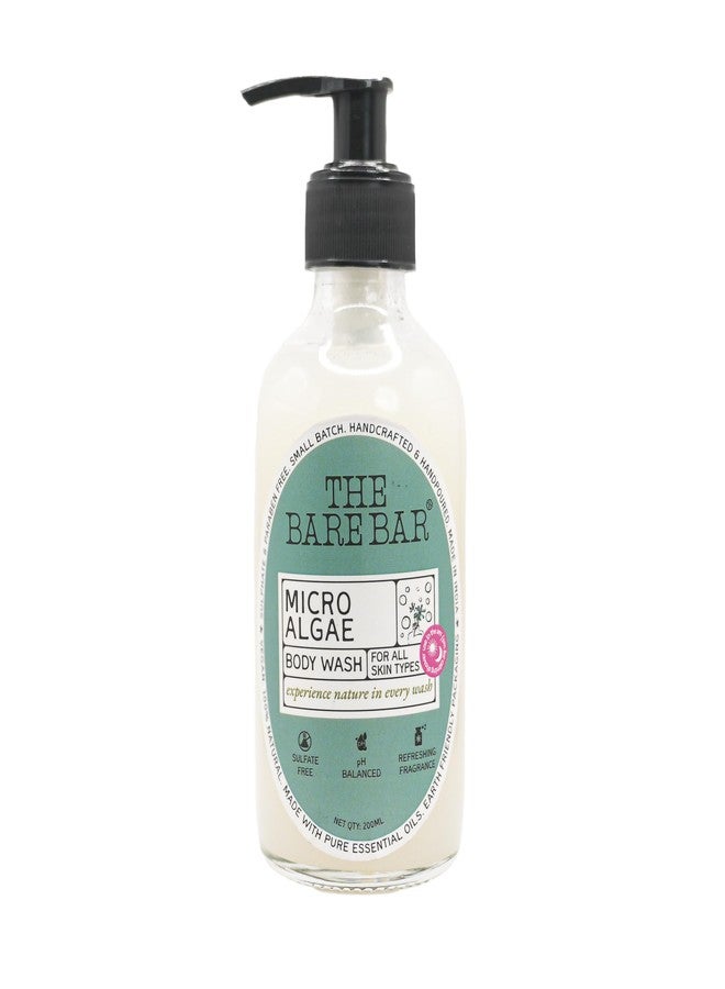 The Bare Bar Micro algae Body Wash - 200 ml | Nourishing Shower Gel | Paraben and Sulphate free | Removes Tan and Brightens Skin | 0.05% Salicylic acid | Men & Women - Image 1