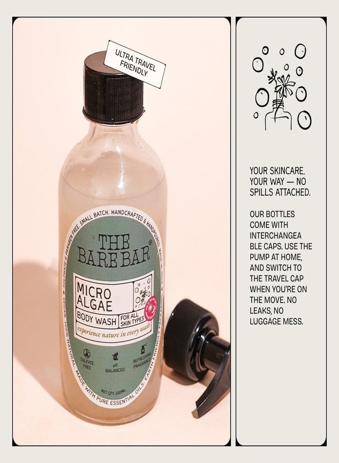 The Bare Bar Micro algae Body Wash - 200 ml | Nourishing Shower Gel | Paraben and Sulphate free | Removes Tan and Brightens Skin | 0.05% Salicylic acid | Men & Women - Image 3
