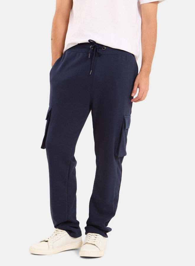 Men Sweat Pant Cargo Sweatpants Cotton Navy
