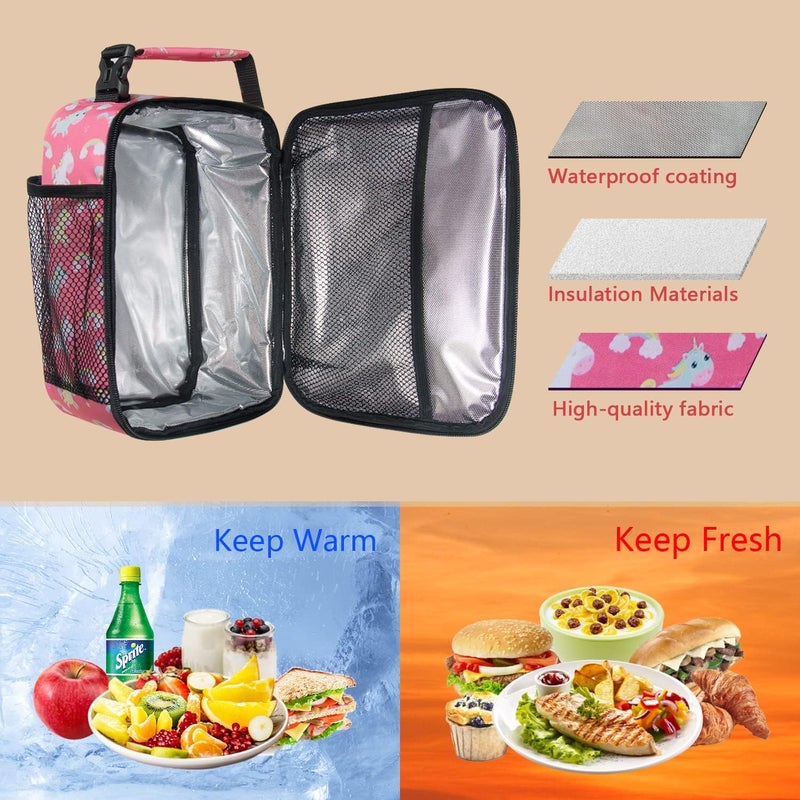 Hap Tim Lunch Box, Insulated Lunch Bags, Soft Mini Cooler Bag for Thermal Meal Tote Kit, Pink Unicorn Rainbow (18654-PKU) - Image 4