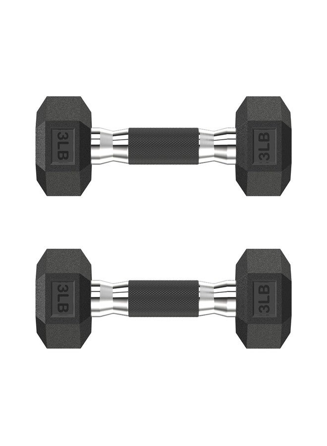 HANDBODE Hex Rubber Dumbbells, Non-Slip Handle Design for Secure & Comfortable Grip, Hand Weights for Strength Training and Home Gym/Pair of 3 LB - Image 1