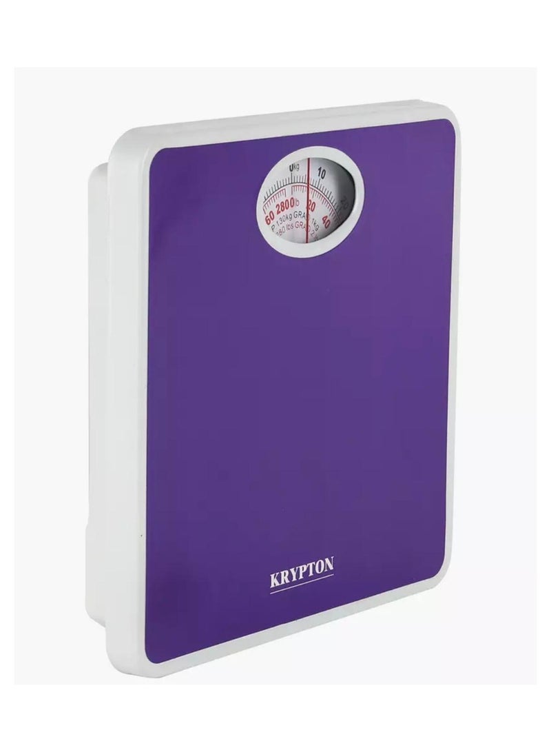 Krypton Mechanical Personal Weighing Scale 130kg Capacity with Large Analog Dial - Purple (KNBS5114N) - Image 2