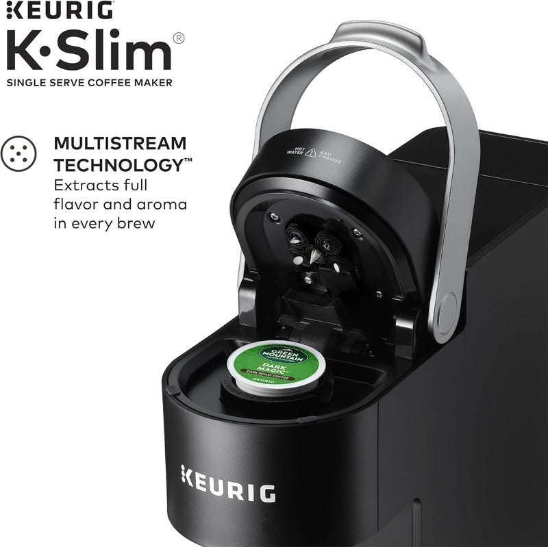 Keurig صانعة القهوة K-Slim ذات الكوب الواحد، تقنية متعددة الجداول، 3 أحجام تخمير، تصميم نحيف وأنيق، خزان قابل للإزالة سعة 46 أونصة، أسود - Image 4