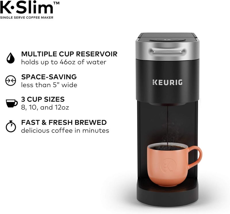 Keurig صانعة القهوة K-Slim ذات الكوب الواحد، تقنية متعددة الجداول، 3 أحجام تخمير، تصميم نحيف وأنيق، خزان قابل للإزالة سعة 46 أونصة، أسود - Image 5