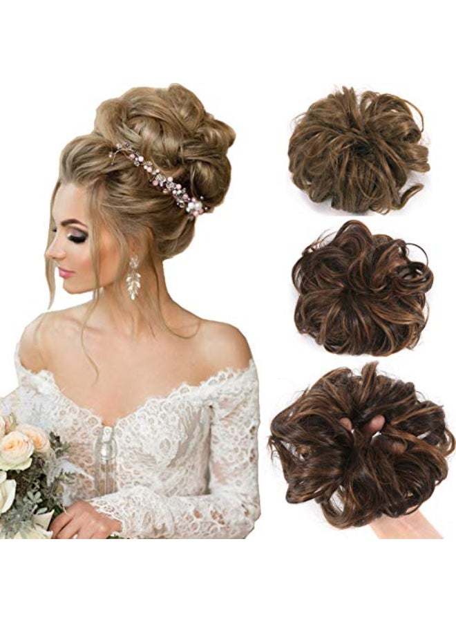 SLLIE Messy Hair Bun Extensions Chignons Hair Hair Scrunchie Scrunchy Updo Hairpiece - Image 1