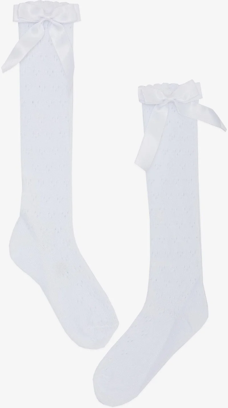 كاتامينو Girls Fishnet Golf Socks with Bow 5-12 Years, White