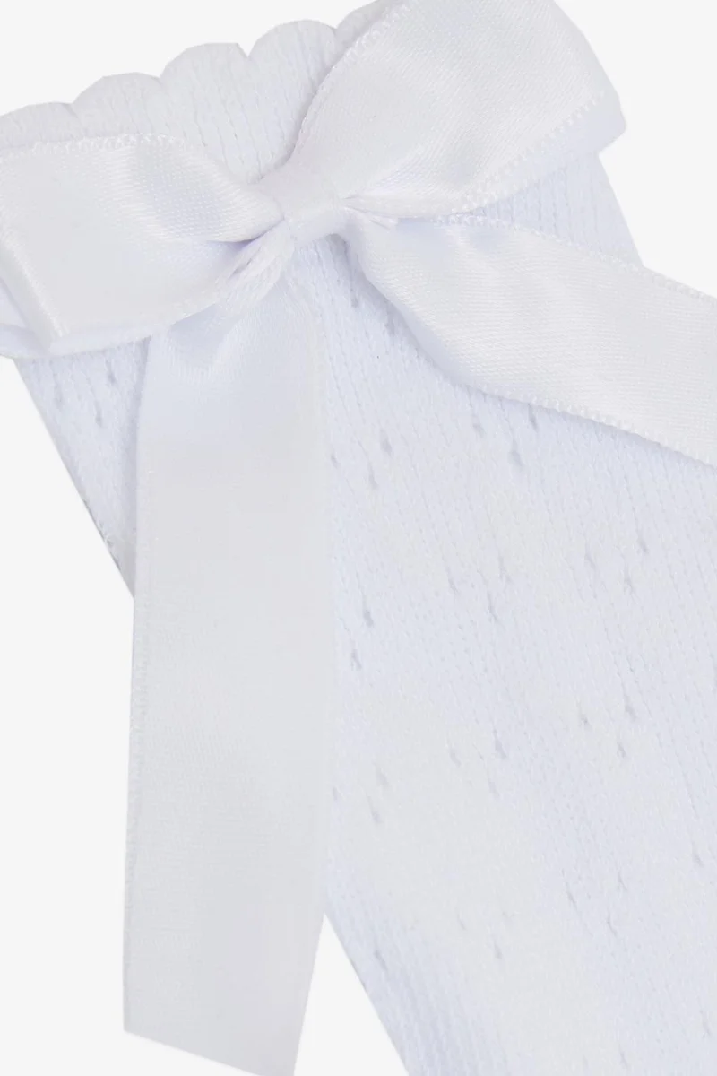 كاتامينو Girls Fishnet Golf Socks with Bow 5-12 Years, White