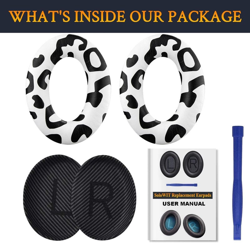 SoloWIT Replacement Earpads Cushions for Bose QuietComfort 35 (QC35) & Quiet Comfort 35 II (QC35 ii) Headphones, Ear Pads with Softer Leather, Noise Isolation Foam, Added Thickness (Snow Leopard) - Image 5