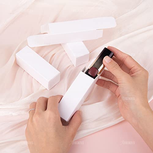 AUEAR, 50 Pack White Kraft Paper Lipstick Boxes Empty Lip Gross 3.35"x1.1"x1.1" Rectangle Balm Perfume Essence Oil Packaging Cases for DIY Gloss Gift Packing - Image 5