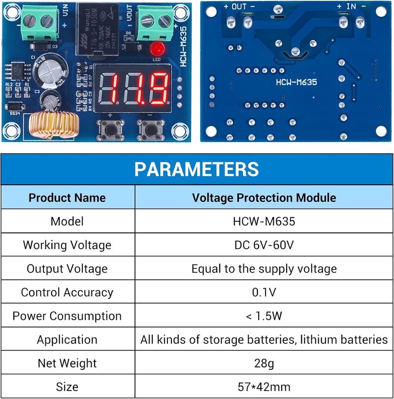 IS Digital Low Voltage Protector Disconnect Switch Cut Off 12V Over-Discharge Protection Module for 12-36V Lead Acid Lithium Battery Low Voltage Cutoff for Solar Panel Lighting System - Image 4