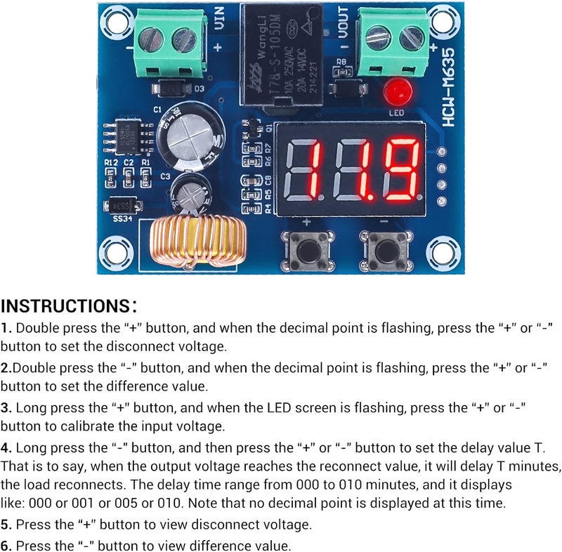 IS Digital Low Voltage Protector Disconnect Switch Cut Off 12V Over-Discharge Protection Module for 12-36V Lead Acid Lithium Battery Low Voltage Cutoff for Solar Panel Lighting System - Image 5