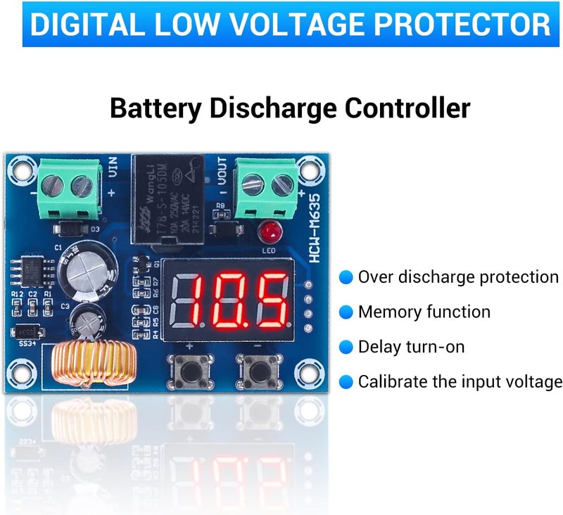 IS Digital Low Voltage Protector Disconnect Switch Cut Off 12V Over-Discharge Protection Module for 12-36V Lead Acid Lithium Battery Low Voltage Cutoff for Solar Panel Lighting System - Image 3