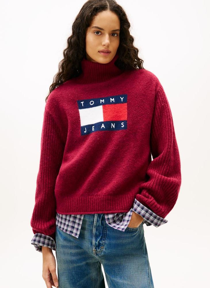 TOMMY JEANS Logo Turtle Neck Pullover Sweater - Image 1