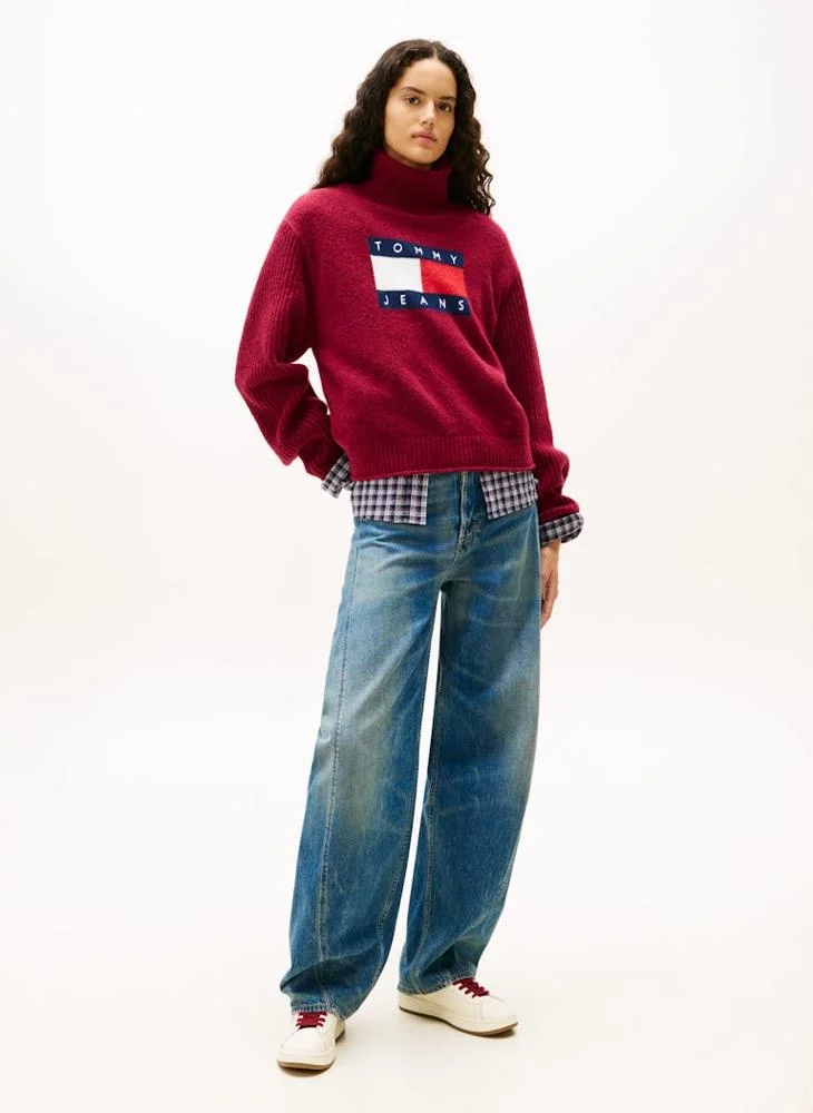 TOMMY JEANS  Logo Turtle Neck Pullover Sweater for Women | Best Price UAE