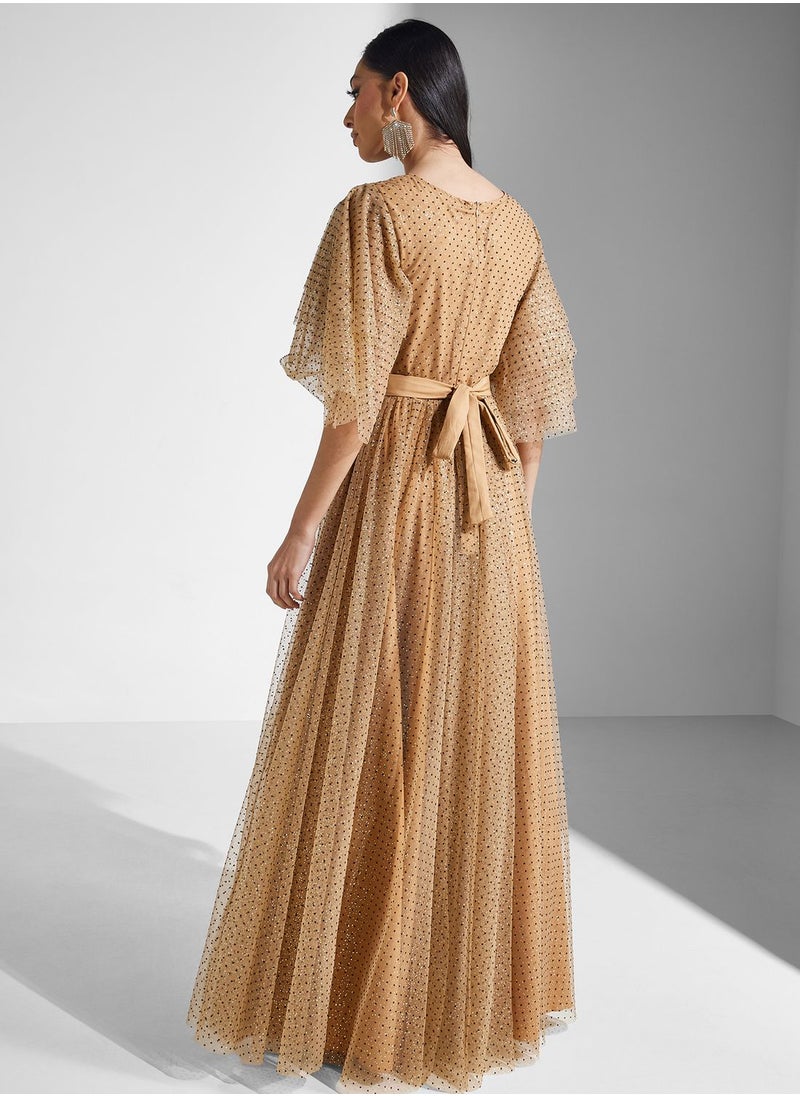 Amri - Ruffle Sleeve Mesh Tiered Dress - Image 1