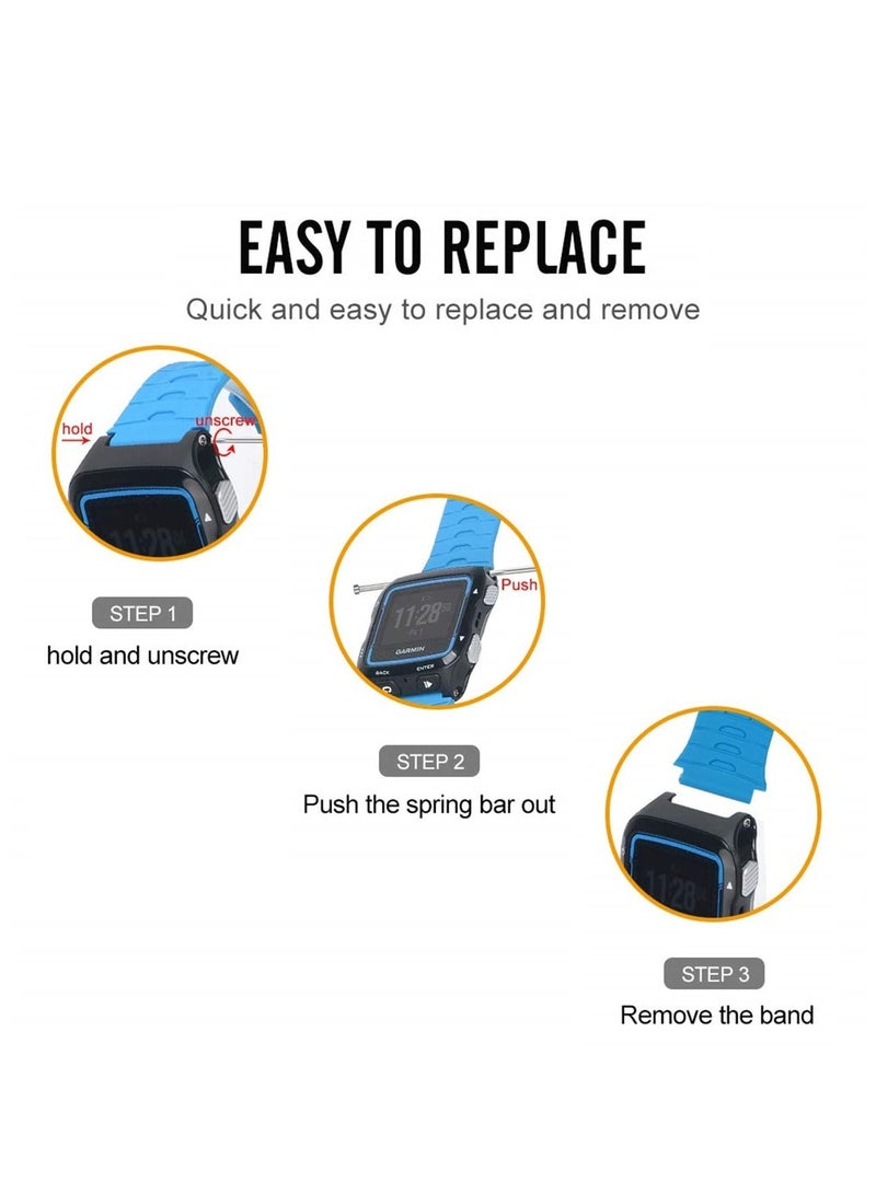 Soft Silicone Replacement Strap Band Women Men Compatible with Garmin Forerunner 920xt Watch (Blue) - Image 4