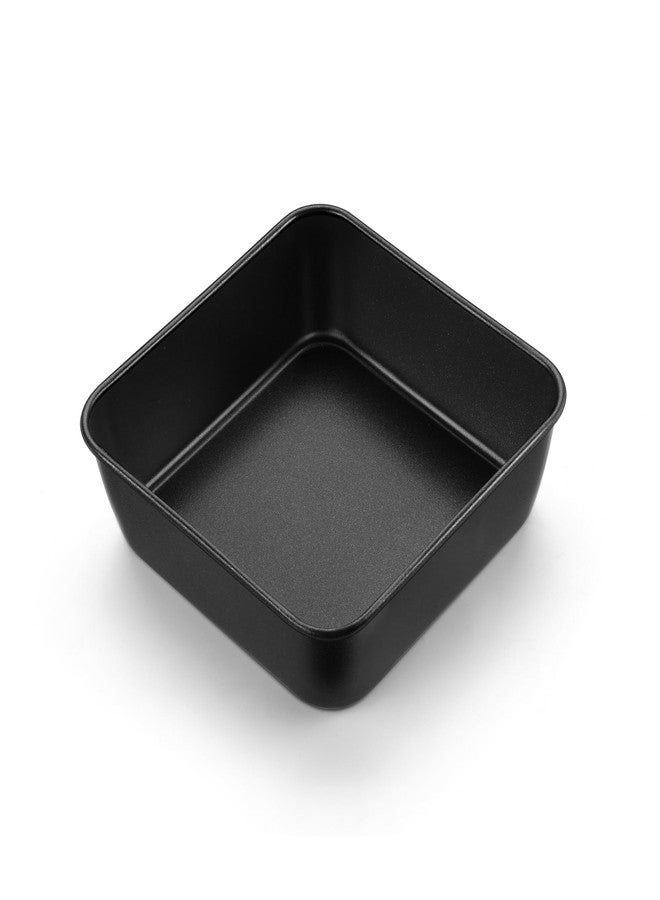E-far 6 Inch Square Cake Pan, Nonstick Small Baking Pan with Stainless Steel Core for Brownies Lasagna Cakes, Non-toxic & Easy Clean, 2 Inch Deep (Black) - Image 1