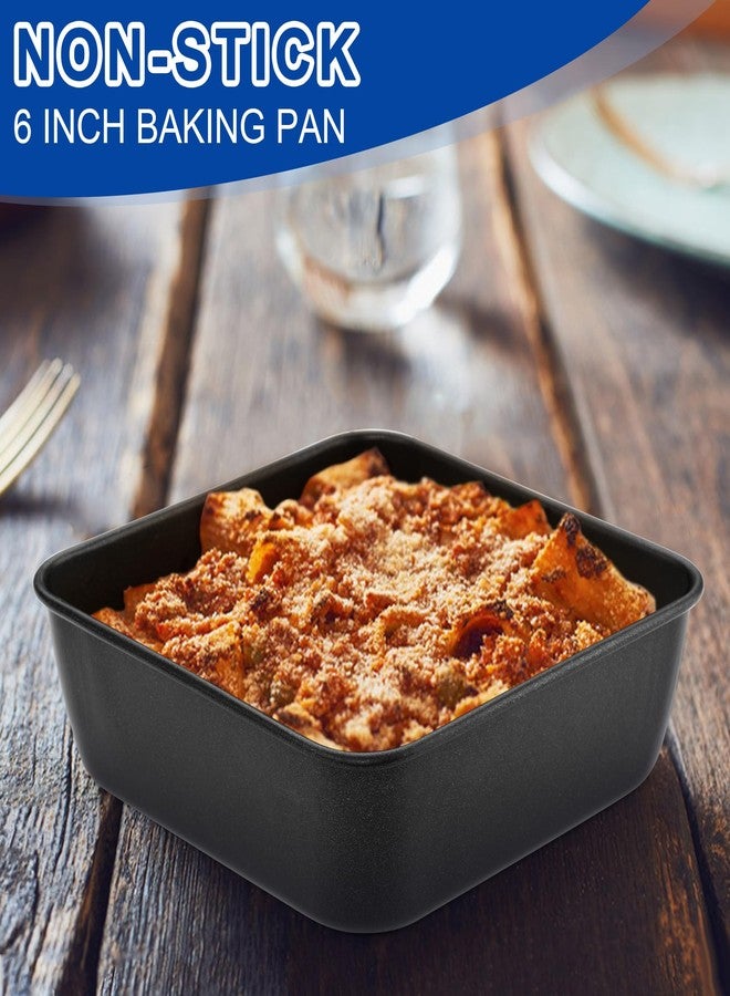 E-far 6 Inch Square Cake Pan, Nonstick Small Baking Pan with Stainless Steel Core for Brownies Lasagna Cakes, Non-toxic & Easy Clean, 2 Inch Deep (Black) - Image 5