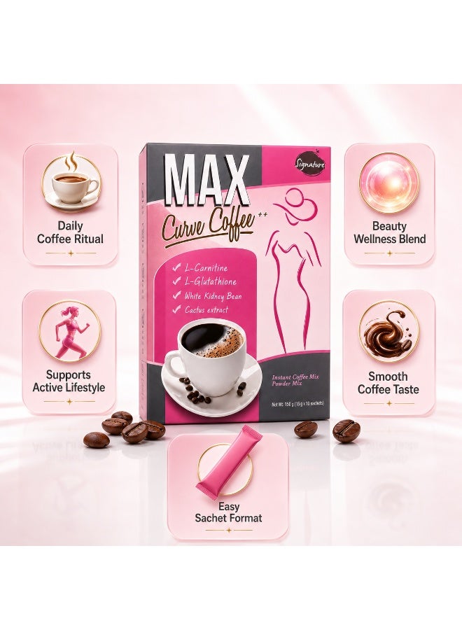 MAX Curve Coffee++ Premium Beauty Coffee Mix With L-Carnitine, L-Glutathione, White Kidney Bean & Cactus Extract - Image 3