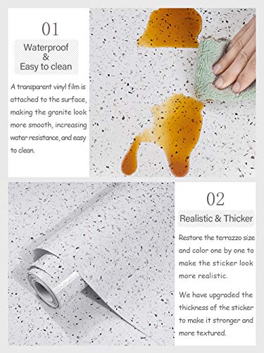 MelunMer White Glossy Marble Contact Paper for Countertops 393”×15.7” Self Adhesive Removable Wallpaper Granite Peel and Stick Wallpaper for Bathroom/Kitchen/Cabinets Waterproof Easy to Clean - Image 4