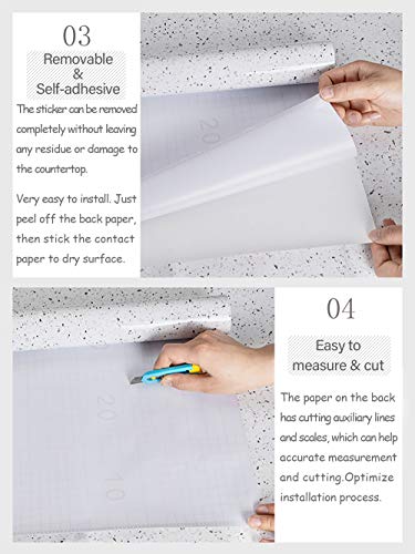 MelunMer White Glossy Marble Contact Paper for Countertops 393”×15.7” Self Adhesive Removable Wallpaper Granite Peel and Stick Wallpaper for Bathroom/Kitchen/Cabinets Waterproof Easy to Clean - Image 5