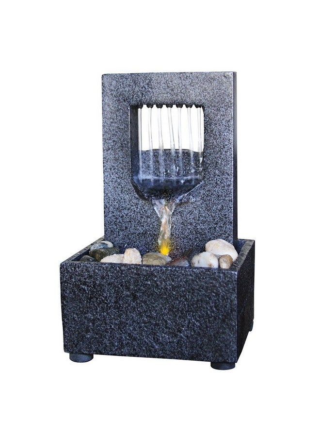 Nature's Mark Raining Spout Led Relaxation Water Fountain With Authentic River Rocks  - Image 1
