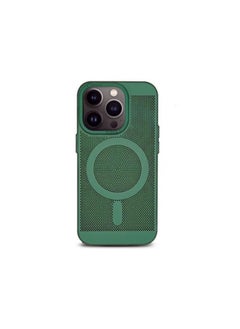 Steel Mesh Heat Dissipation Magnetic Protective Cover for iPhone 13 Pro max Breathable Mesh Wireless Charging Case Green