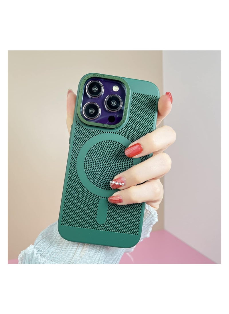 Generic - Steel Mesh Heat Dissipation Magnetic Protective Cover for iPhone 13 Pro max Breathable Mesh Wireless Charging Case Green - Image 1