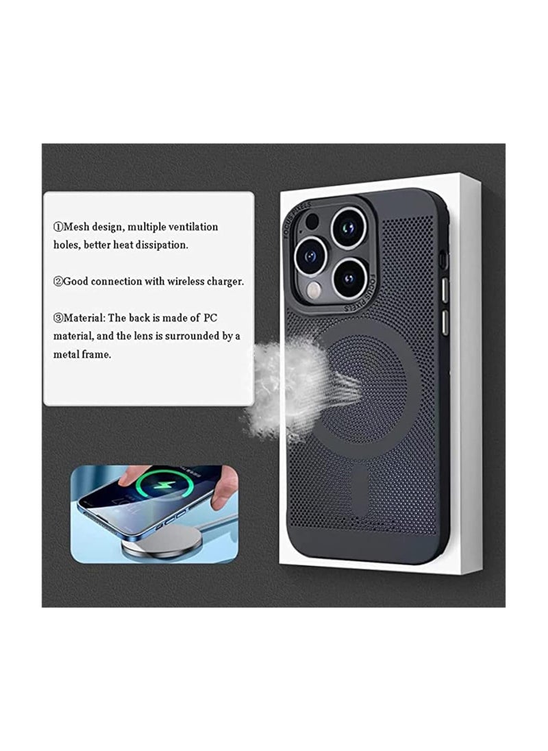 Generic - Steel Mesh Heat Dissipation Magnetic Protective Cover for iPhone 13 Pro max Breathable Mesh Wireless Charging Case Green - Image 1