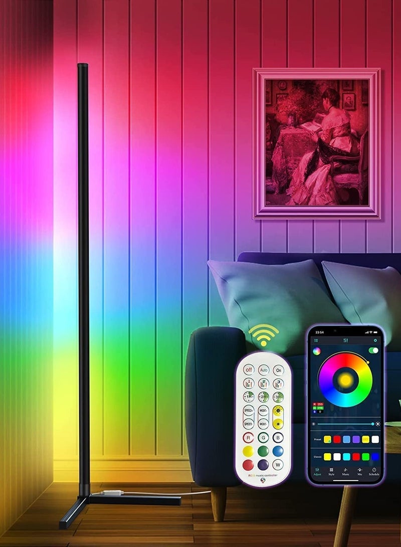 ELTRAZONE RGB Color Changing Corner Lamp, Smart LED Floor Lamp Controlled by APP&Remote with Reactive Music Mode and DIY Mode, Dimmable LED Modern Floor Lamp 125cm Metal Standing Lamp - Image 1