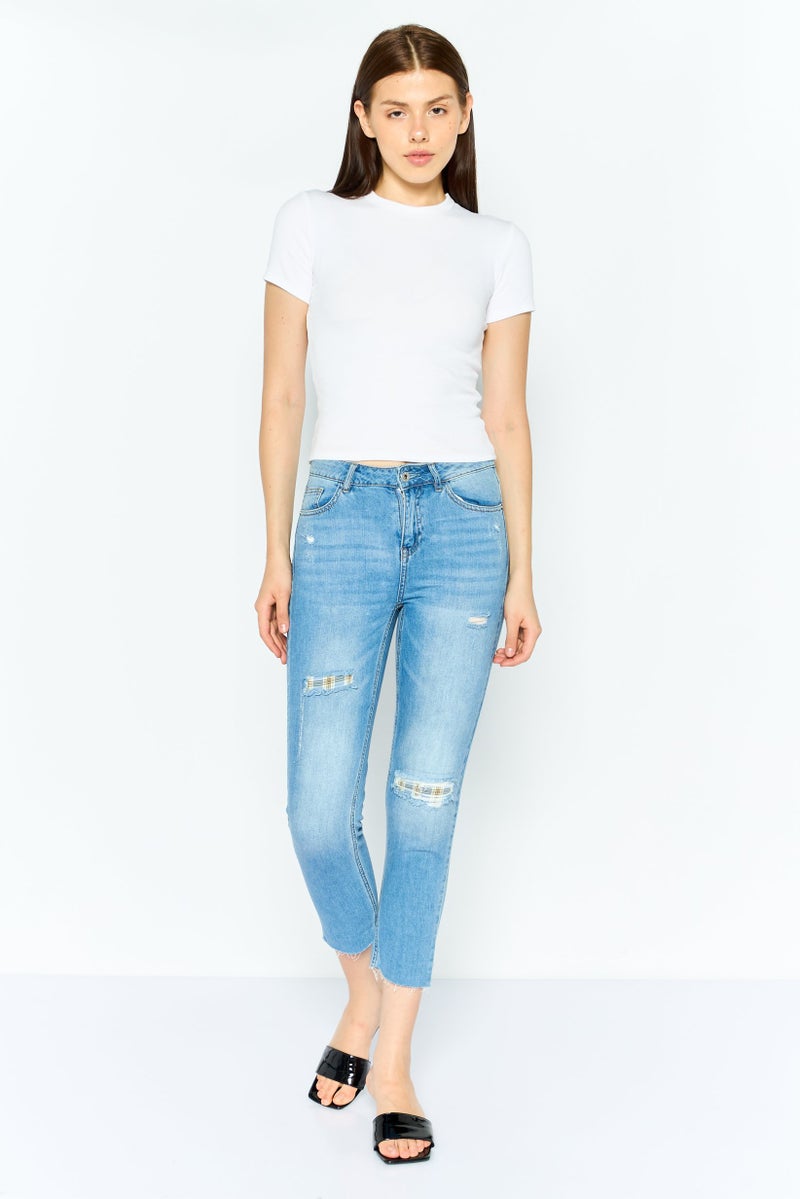 ONLY Women Regular Fit Washed No Streatch Denim, Blue - Image 3