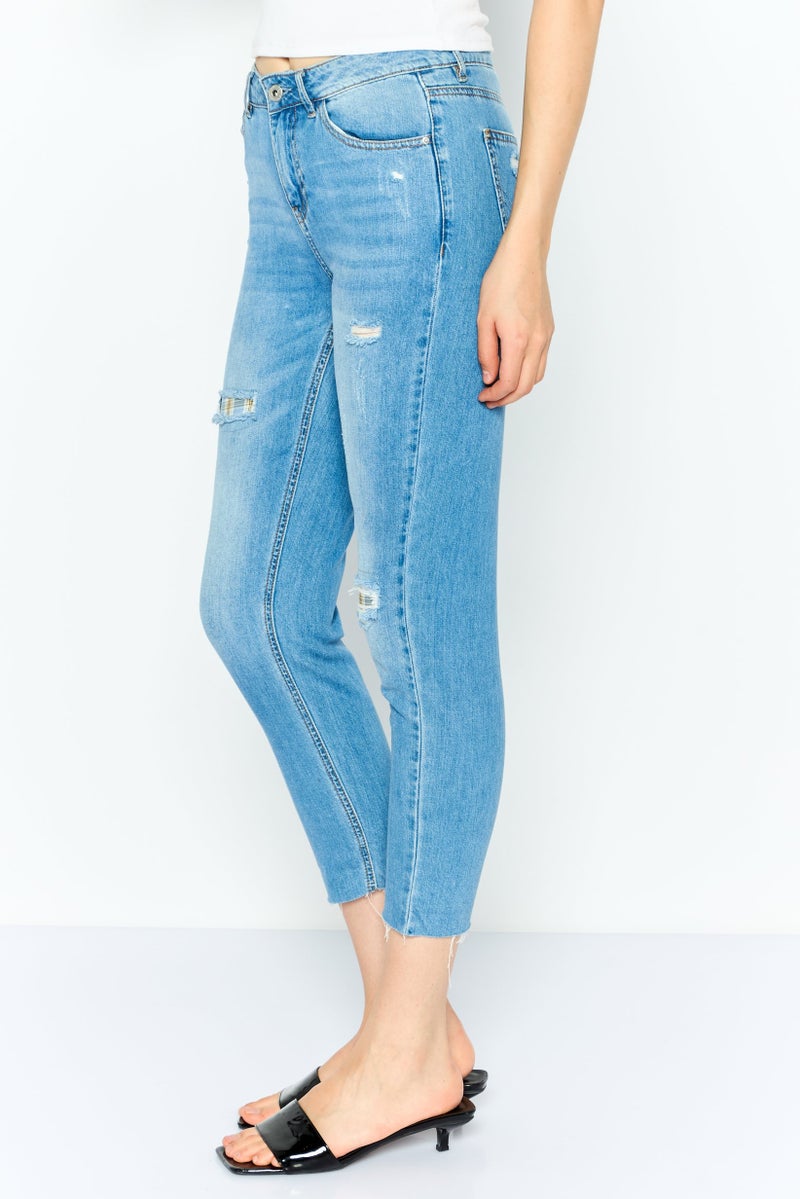 ONLY Women Regular Fit Washed No Streatch Denim, Blue - Image 4
