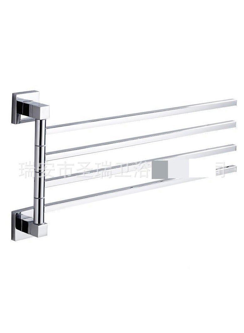 Loquat Direct Sale New Design Towel Rack Stainless Steel Swivel Square Tube Bathroom Accessory Cross Border(Square Tube Activity Rod Four Poles)