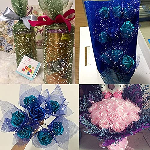 3A Featuretail Premium Snow Net Fabric for Flower Wrapping, Gift Wrapping, DIY Decoration Bow - 12 Ft Length/ 20 Inch Width (Color: Blue), Polyester - Image 2