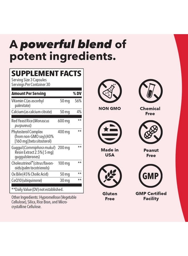 لايف سيزنز كوليس-تي - مكمل غذائي لدعم الكوليسترول - يعزز صحة القلب والكبد - يحافظ على مستويات طبيعية - أرز الخميرة الحمراء، CoQ10، جوجول، وفيتوسترولس - 180 كبسولة - Image 3