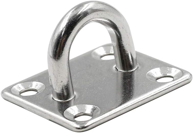 Hxchen 10Pcs M5 Heavy Duty Pad Eye Plate Staple Ring Hook Loop U-Shaped Sail Shade Hardware, 304 Stainless Steel Wall Ceiling Hammock Hooks Hange (Rectangle) - Image 5