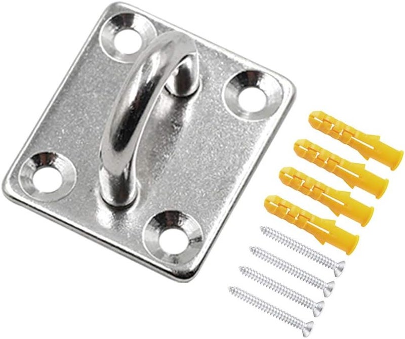 Hxchen 10Pcs M5 Heavy Duty Pad Eye Plate Staple Ring Hook Loop U-Shaped Sail Shade Hardware, 304 Stainless Steel Wall Ceiling Hammock Hooks Hange (Rectangle) - Image 2