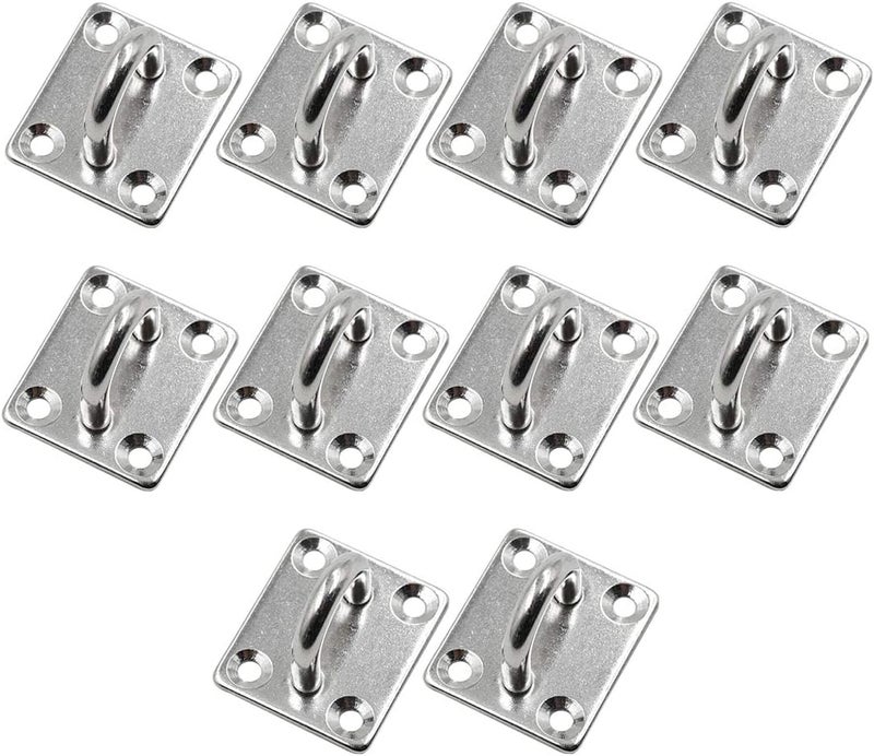Hxchen 10Pcs M5 Heavy Duty Pad Eye Plate Staple Ring Hook Loop U-Shaped Sail Shade Hardware, 304 Stainless Steel Wall Ceiling Hammock Hooks Hange (Rectangle) - Image 4